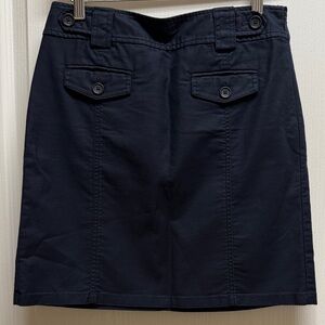 Ann Taylor Navy Button-Accent Skirt